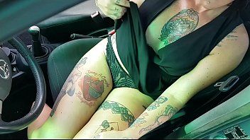 Play broom full of tattoos makes xxx in the car with a mechanic